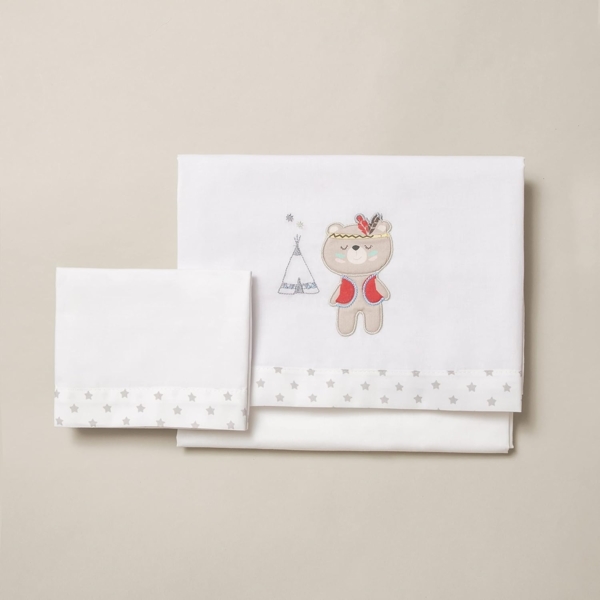 Interbaby 03197-18 Laken für das kinderbettchen TIPI OSO, weiss e grau, grau Bild 3