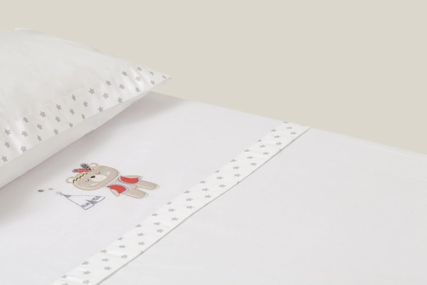 Interbaby 03197-18 Laken für das kinderbettchen TIPI OSO, weiss e grau, grau Bild 6