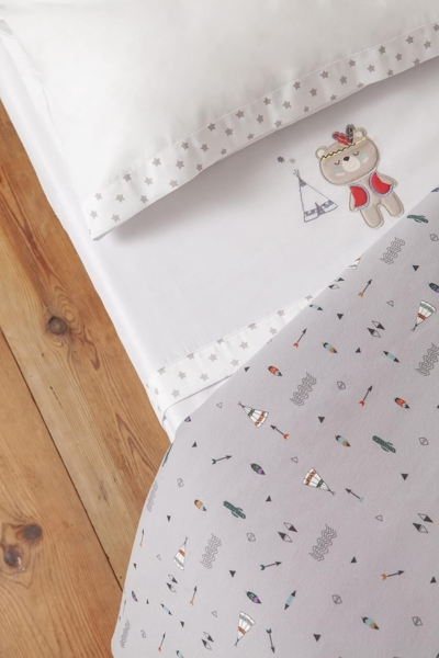 Interbaby 03197-18 Laken für das kinderbettchen TIPI OSO, weiss e grau, grau Bild 8