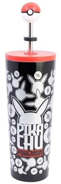 Pokemon Edelstahl Thermobecher 770 ml mit Trinkhalm und Deckel