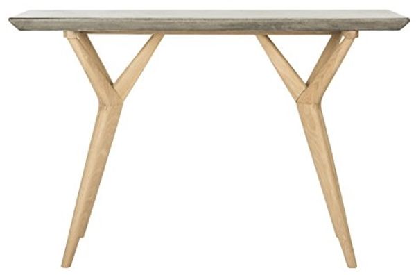 SAFAVIEH Concrete Outdoor Console Table, in Dark Grey, 40 X 120 X 75