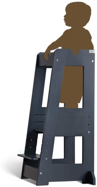 tiSsi 'Felix' Lernturm, Tritt 3-fach höhenverstellbar, Buche grau, Massivholz