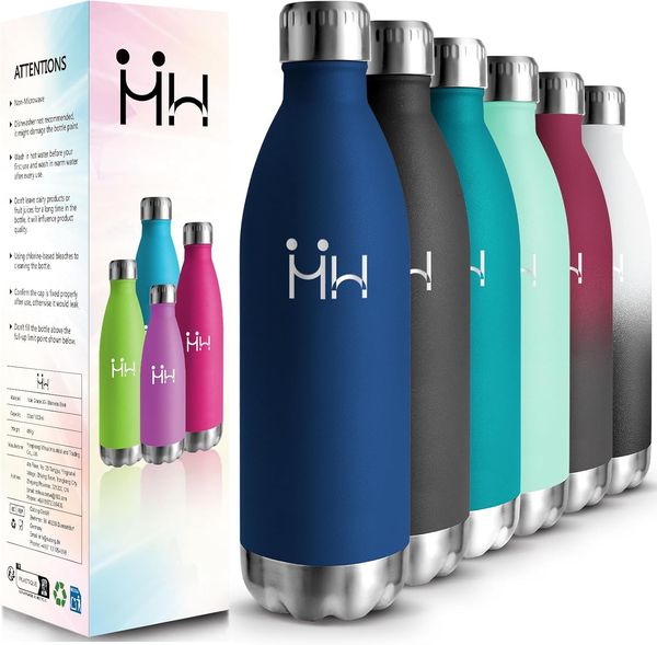 HoneyHolly Edelstahl Trinkflasche, 1L Thermosflasche, BPA-Frei, Trinkflaschen Sport, Auslaufsicher Wasserflasche, Trinkflasche Kohlensäure Geeignet, Thermoskanne für Gym, Fitness, Fahrrad
