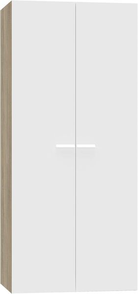 Muebles Pitarch | Schlafzimmerschrank 2 Türen, Weiß und Cambrian Eiche, 180 x 79 x 52 cm (Höhe x Breite x Tiefe), Modernes Beistellmöbel, Kollektion Tibet