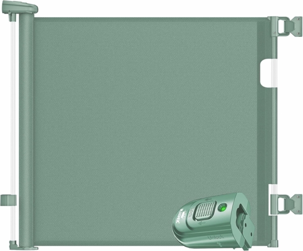 KIDIZ® Treppenschutzgitter Türschutzgitter ausziehbar bis 140/180cm | kindersicheres Treppengitter für Babys & Haustiere | Schutzgitter Treppen & Türen Absperrgitter inkl. Bodenanker & Montagezubehör Dunkelgrün, 0-140cm