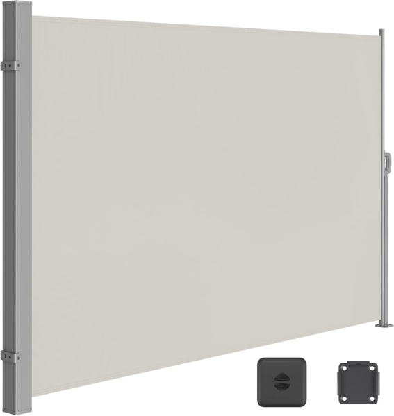 Seitenmarkise, ausziehbar, 200 x 300 cm, Sichtschutz, Sonnenschutz, Blickdicht, Seitenrollo, für Balkon, Terrasse, Garten, beige GSA200K02