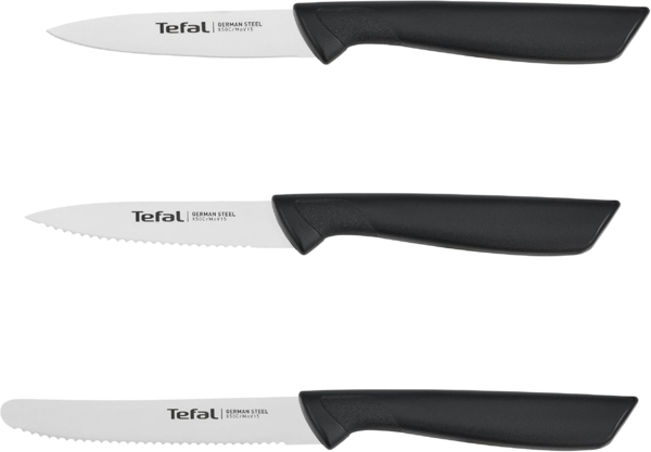 Tefal Messer-Set Colorfood für alle täglichen Vorbereitungen (Set, 3-tlg, Universalmesser (10 cm), Schälmesser (8 cm), Schälmesser (8 cm), deutscher Edelstahl, rostfrei, leicht strukturierte Griffe, K2733S