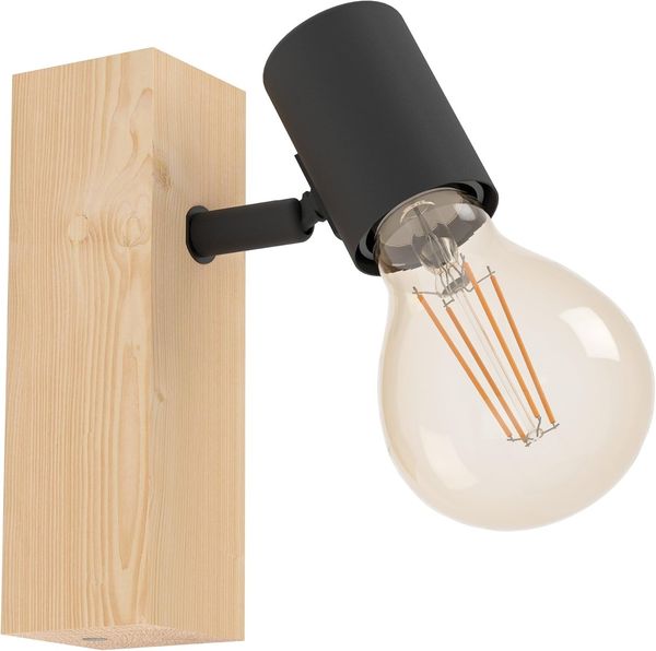 Eglo Wandlampe Townshend 3 schwarz natur E27