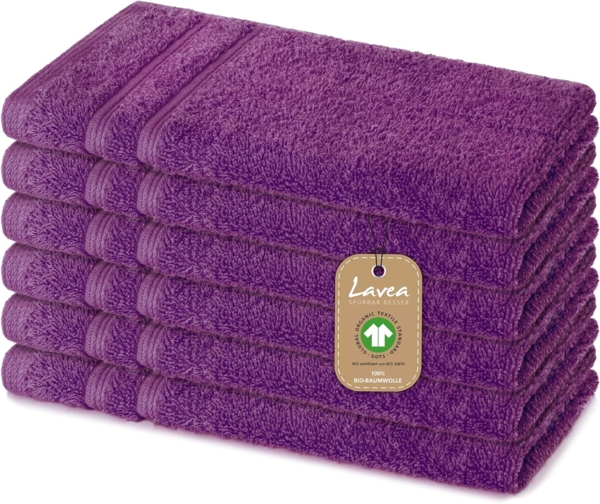 Lavea Gästehandtuch Bali, 30x50cm aus 100% Bio-Baumwolle, einzigartig weiche Gästetücher mit Aufhänger (Set, 6-St), hochwertiges und nachhaltiges Premium Gästetuch – saugstarke Faser