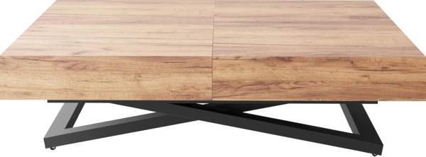 WFL GROUP Couchtisch Cavetta U (erhältlich in einer Größe – 120x80x27-76 cm, ausziehbar auf 200 cm), industrial Tisch in Holzoptik für Küche, Esszimmer oder Wohnzimmer