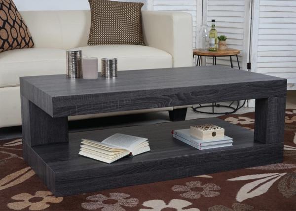 Couchtisch 'HWC-A32' 40x110x60cm, FSC-zertifiziert ~ schwarze Eichenoptik