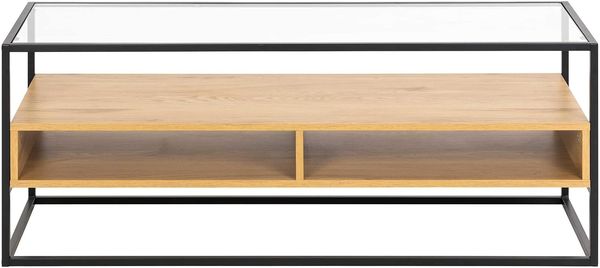 ACTONA GROUP TV-Regal in Wildeiche, schwarz, Glas, Stahl, MDF - 120x45x40cm (BxHxT)