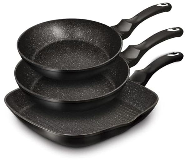 Berlinger Haus Berlinger Haus Satz Bratpfannen mit Beschichtung Granit Black Silver BH6157