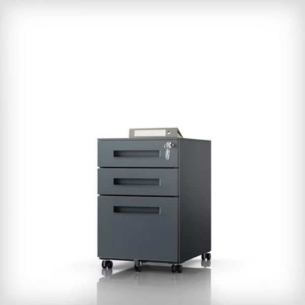 Jan Nowak Rollcontainer Schreibtischschrank Rollkommode Rollwagen Bürocontainer Schubladen Anthrazit 39 x 60 x 50 cm