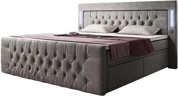 Boxspringbett Charme 180x200 H2 Grau