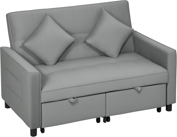 HOMCOM Schlafsofa 4-in-1 Sofa, Verstellbare Couch, Sofabett 1 Teile, für Wohnzimmer, Schlafzimmer, Grau