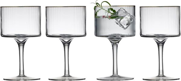 Lyngby Glas Gin & Tonic-Stielglas Palermo Gold 4er Set, Glas mit Goldkante, Klar, 320 ml
