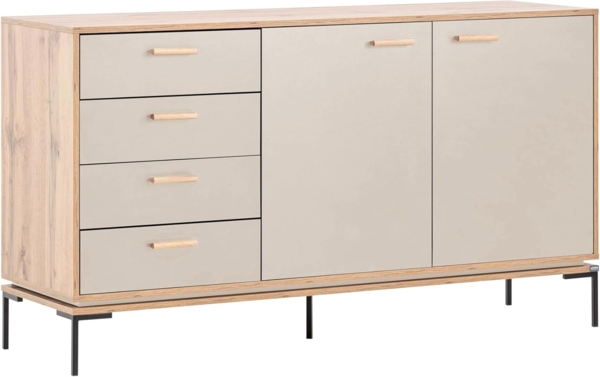 Schildmeyer Looks by Wolfgang Joop Sideboard, Eiche Landhaus mit cremebeige, Holzwerkstoff, 154.6 x 45 x 85.7 cm, 701821