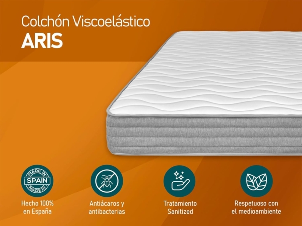 amuéblate Online - Matratze 150x200 cm, viskoelastisch, Aris mit Winter-/Sommerseite, ergonomisch, optimaler Komfort und Härte, hygienisch und atmungsaktiv, Dicke 21 cm Bild 6