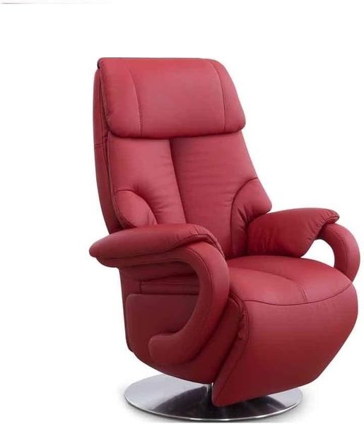 CAVADORE Ledersessel Istanbul / Fernsehsessel mit manuell verstellbarer Relaxfunktion / 80 x 115 x 79 / Echtleder: Rot
