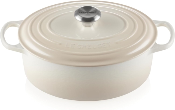 Le Creuset Bräter 'Signature' , Gusseisen , Oval, für alle Herdarten und Induktion geeignet, Meringue, 29,0 cm