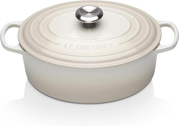 Le Creuset Bräter 'Signature' , Gusseisen , Oval, für alle Herdarten und Induktion geeignet, Meringue, 29,0 cm