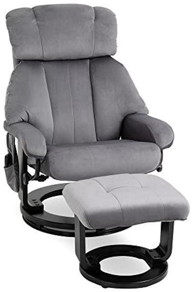 HOMCOM Massagesessel Fernsehsessel, Hocker, aus Kunstleder, Kann sitzen, um 360° drehen (Relaxliege, 2-St, Massagestuhl), für Wohnbereich, Grau