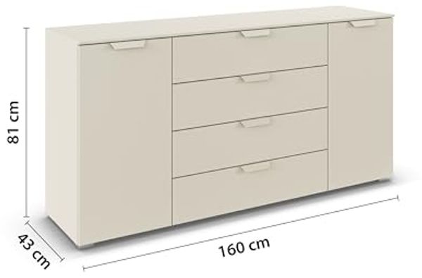 rauch Aditio Box, Kommode, 2-türig, 4 Schubladen, mit Softclose-Funktion, Farbe Beige, BxHxT 160x81x43cm Bild 3