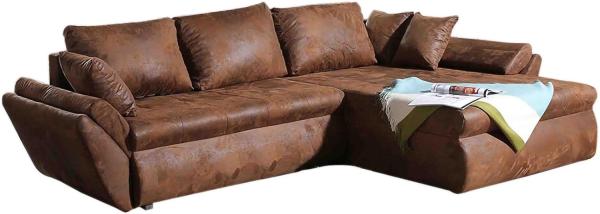 Couch Loana Braun 275x185 cm Ecksofa Schlaffunktion Ottomane variabel