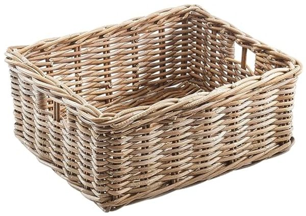 Kobolo Aufbewahrungskorb Rattankorb eckig Rattan kubu grey groß 52x40x20 cm (1 St)
