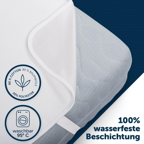 Blumtal® Matratzenschoner 90x200 cm wasserdicht im 2er Set - Oeko-Tex zertifizierte Inkontinenzunterlage waschbar - wasserdichte Matratzenauflage 90x200 cm - Matratzenschutz wasserdicht - Nässeschutz Bild 2
