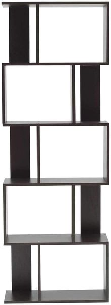 Rebecca Mobili Holzregal Büroregal 5 Ablagen Holz Design Modern Wengebraun Kinderzimmer Büro - 169 x 60 x 24 cm (H x B x T) - Art. RE6030