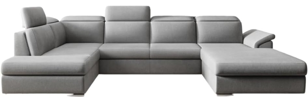 Designer Sofa Emiliano mit Schlaf- und Klappfunktion Samt Hellgrau Rechts