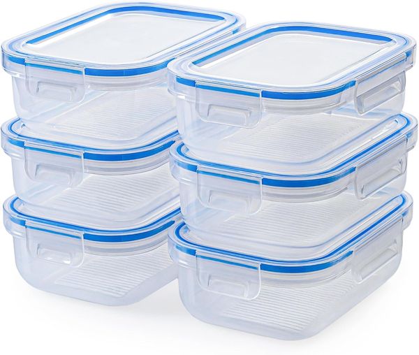 KONZEPT Frischhaltedose Set 1L mit Deckel,Kühlschrank Organizer Transparent, (6-tlg), Stapelbar, Lunchbox Auslaufsicher lebensmittelechtem Kunststoff