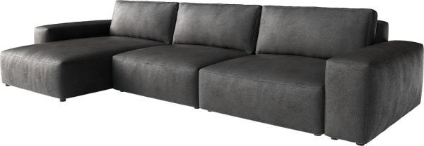 Ecksofa Lanzo XL 380x180 cm Lederimitat Vintage Anthrazit Recamiere variabel Bild 1