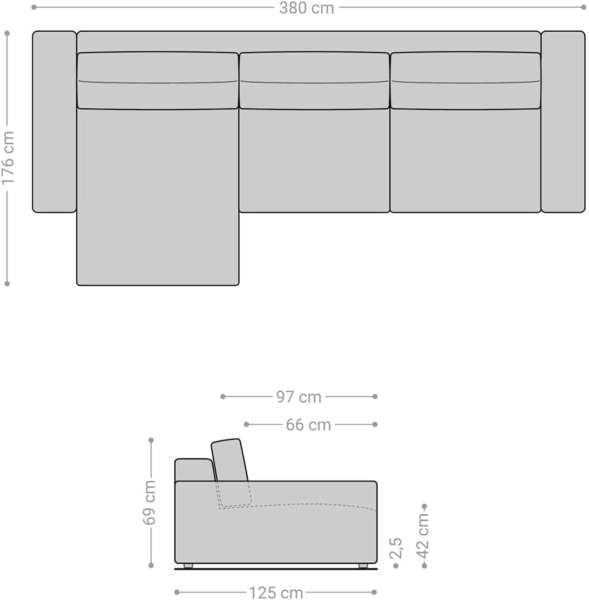 Ecksofa Lanzo XL 380x180 cm Lederimitat Vintage Anthrazit Recamiere variabel Bild 3