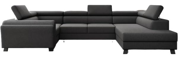 Designer Sofa Emilio mit Schlaf- und Klappfunktion Stoff Schwarz Rechts