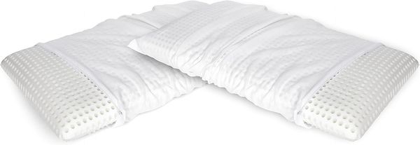 Talamo Italia 2er-Set Kissen für das Bett, 100% Made in Italy, Abnehmbares "Seifen"-Kissen aus perforiertem Memory-Schaum, hypoallergen und atmungsaktiv, 70x39xh10 cm