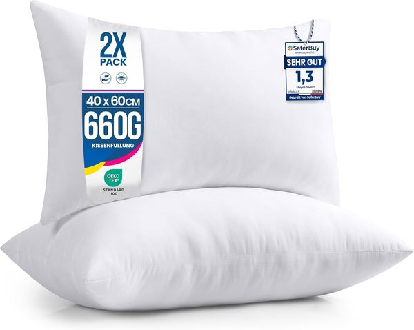 Utopia Bedding 2er Set Kissenfüllung 40x60 cm, Innenkissen Füllkissen Kopfkissen Sofakissen (Weiß)