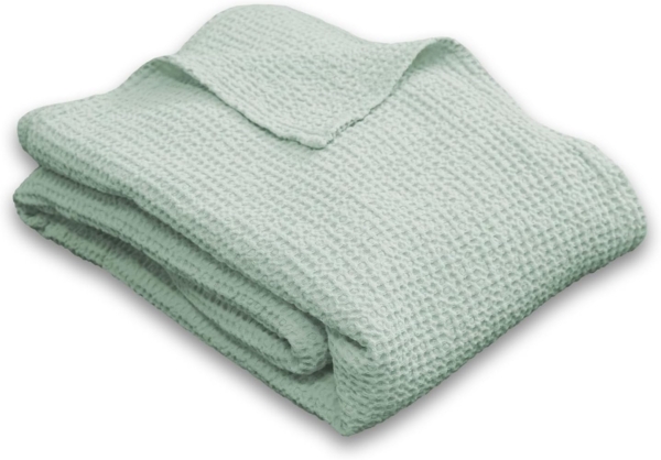 140 x 200 cm Waffelpiqué leichte Polycotton Tagesdecke in der Farbe hellgrau