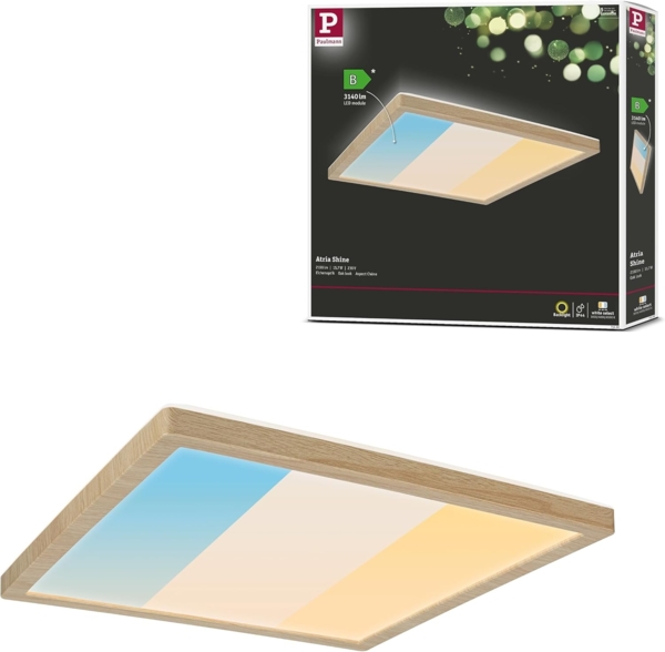 Paulmann 71259 LED Panel Atria Shine 298x298mm 3000-6500K Holzoptik IP44