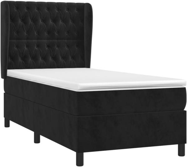 vidaXL Boxspringbett mit Matratze Schwarz 100x200 cm Samt 3129377