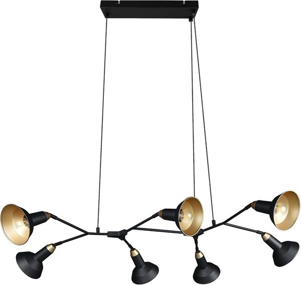 Pendelleuchte ROXIE 7 flammig Metall Schirme Schwarz / Gold, B. 113cm