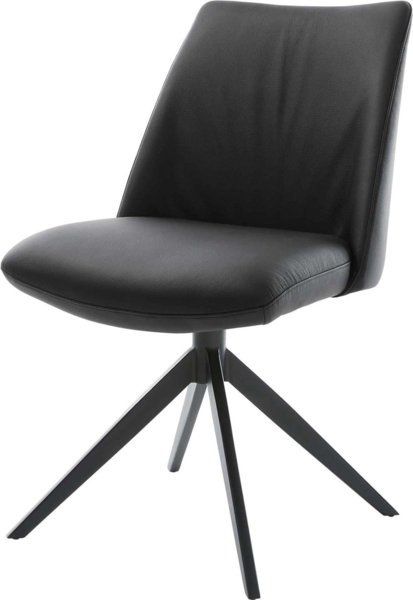 Drehstuhl Elso-Flex Echt-Leder Schwarz Kreuzgestell breit Schwarz 360° drehbar Wippfunktion Taschenfederkern