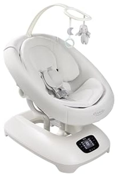 Graco Eluma™ Sway elektrische Babyschaukel mit Cry-Detection Technologie, erkennt Babyweinen und reagiert selbstständig, ab Geburt bis ca. 9 Monate (9 kg), 3-fach verstellbarer Sitz, weiß, Rori