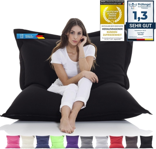 LAZY BAG Sitzsack für Indoor & Outdoor, Schwarz, Baumwolle, 400 l