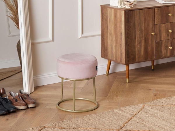 Hocker Samtstoff rosa DELCO Bild 2