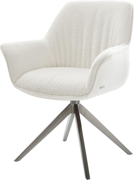 Drehstuhl Keila-Flex mit Armlehnen Bouclé Soft Beige Kreuzgestell breit Graphit 360° drehbar Wippfunktion