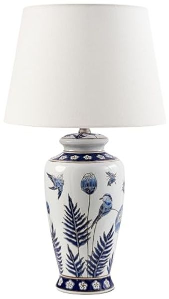 Tischlampe BIJELA Porzellan Weiß Blau