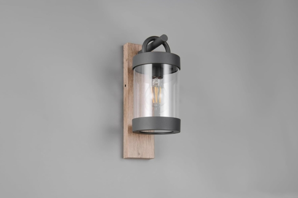 Außenwandleuchte SAMBESI Laterne im Landhausstil, Holzoptik, Höhe 33cm Bild 8